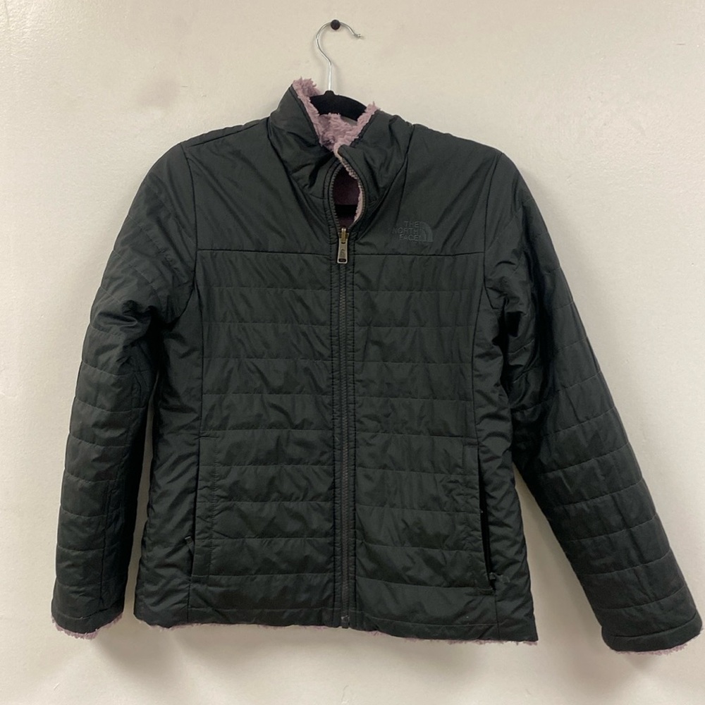 The North Face Jacket Girls Reversible Fleece Purple/Black Size S (14/16)